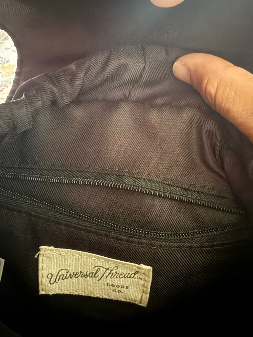 Universal Thread Black Faux Leather Drawstring Backpack
